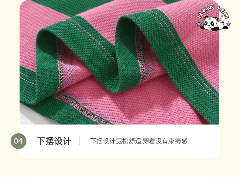LEZONKIDS - New Arrive Children Short Sleeve Striped Cotton Animal Printing Girls Dress for Daily Life